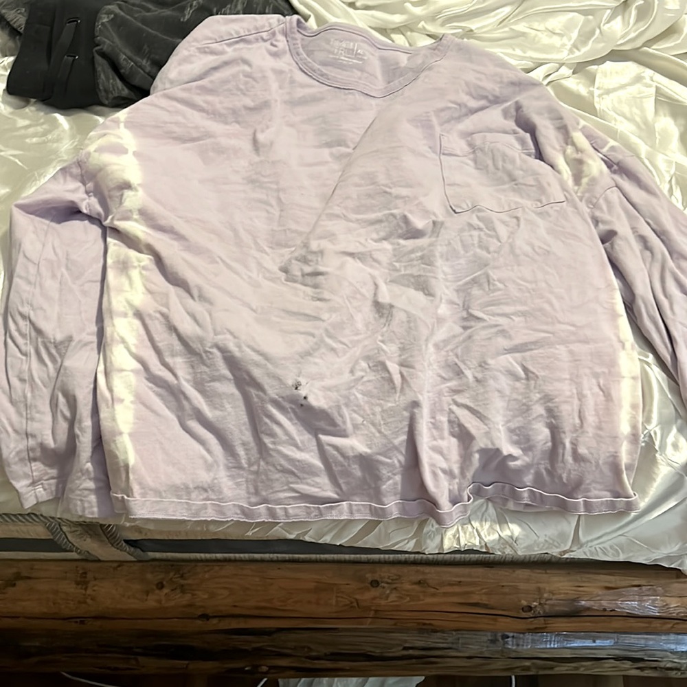 Purple and white tie dye aww at shirt